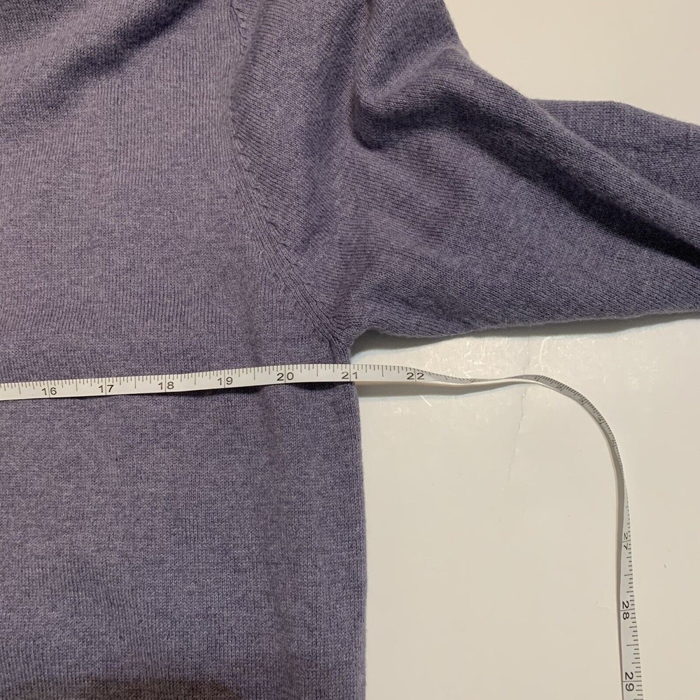 Alan Flusser Sweater Mens Large Cashmere Silk Cotton Purple V Neck Pullover - Picture 5 of 6